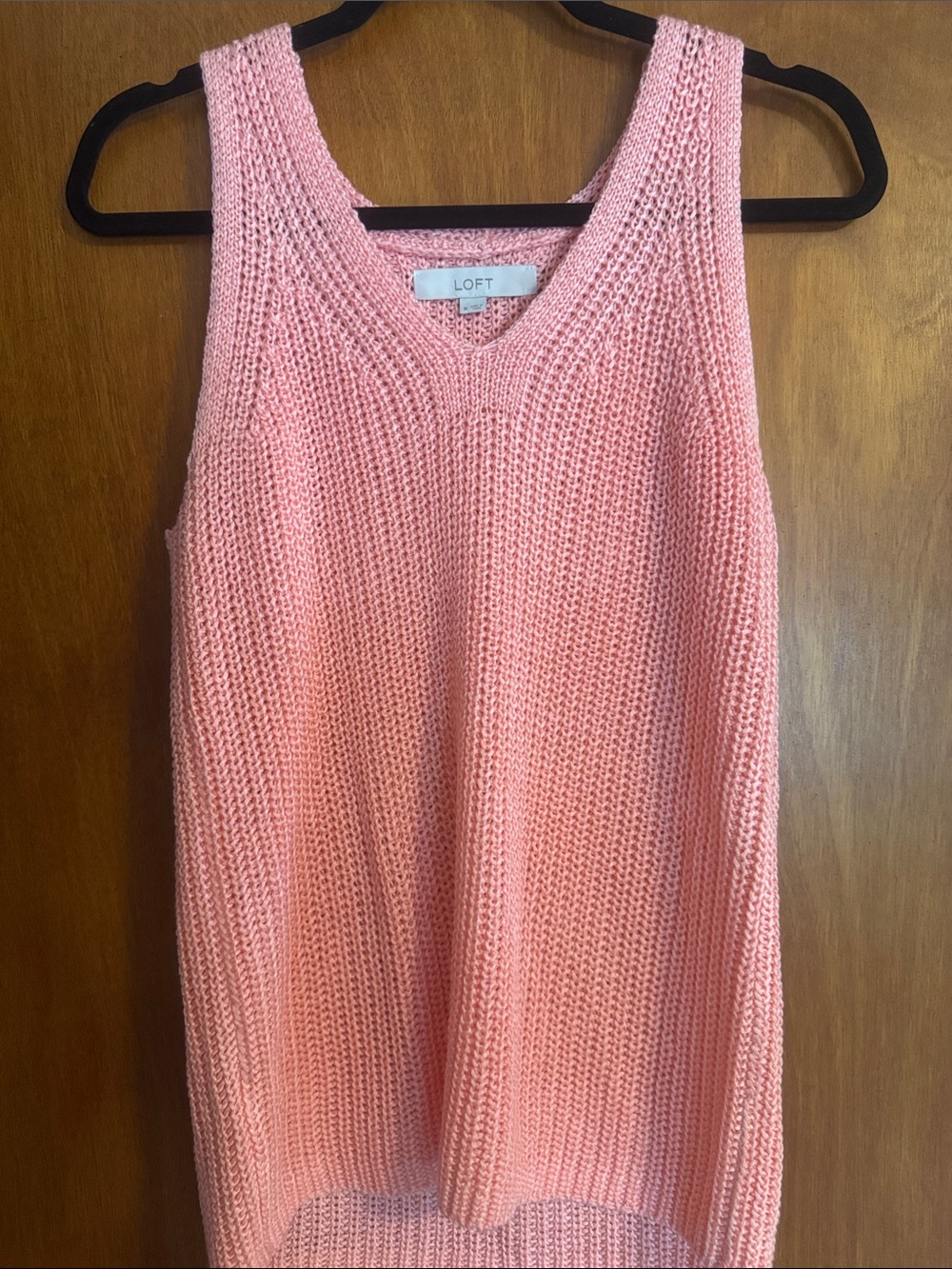 LOFT Coral Pink V-Neck Sleeveless Knit Sweater